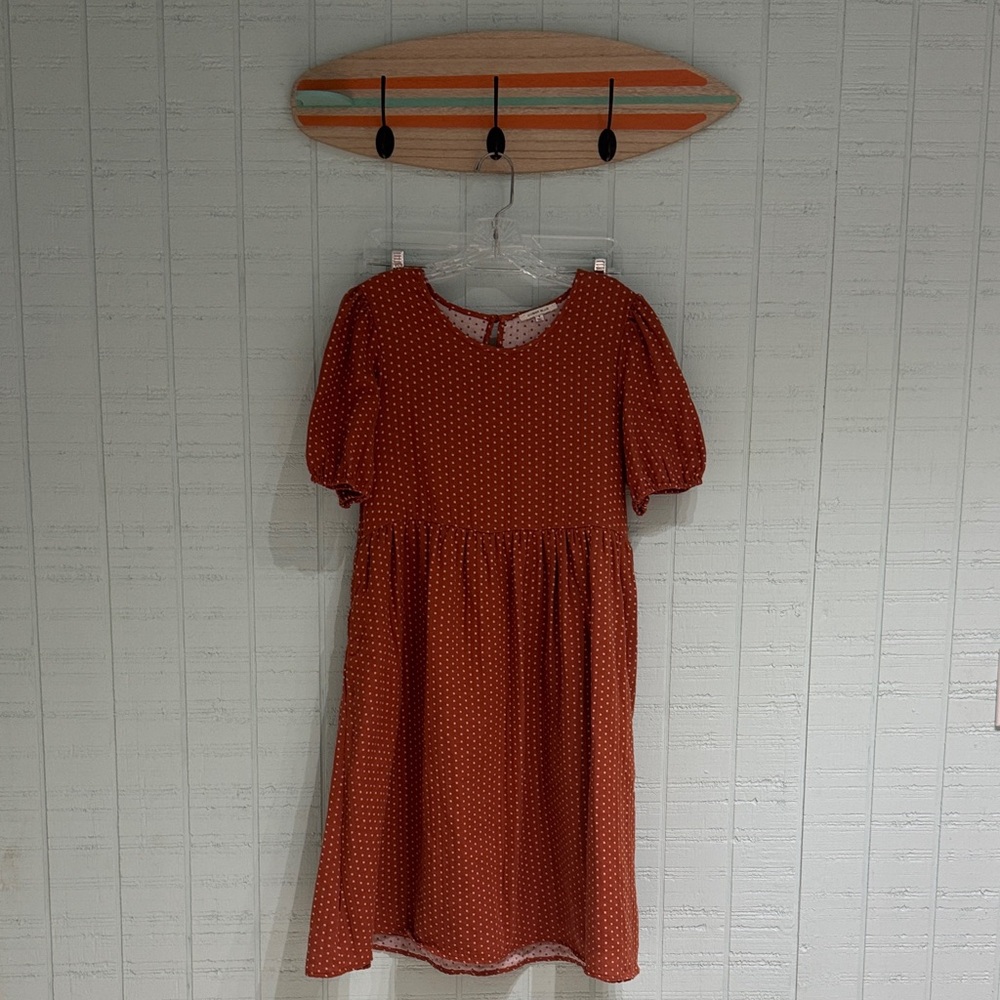 Burnt Orange Polka Dot Dress